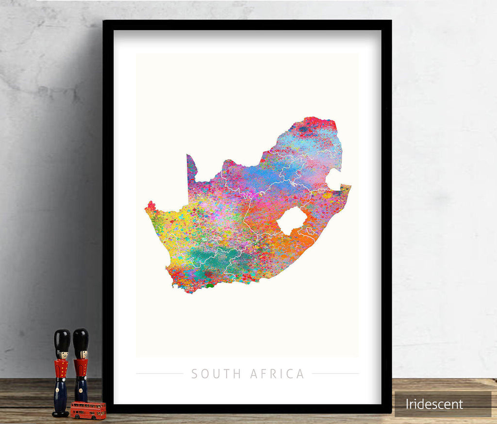 South Africa Map: Country Map of South Africa - Sunset Series Art Print