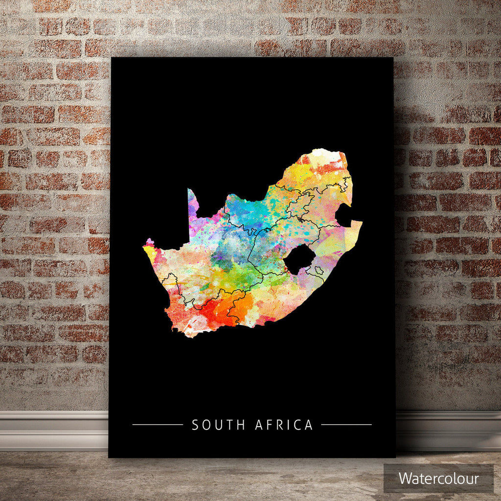 South Africa Map: Country Map of South Africa - Sunset Series Art Print