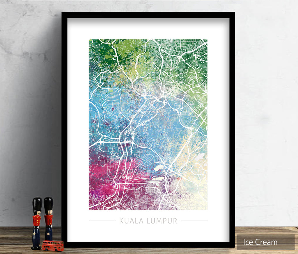 Kuala Lumpur Map: City Street Map Kuala Lumpur, Malaysia - Nature Series Art Print