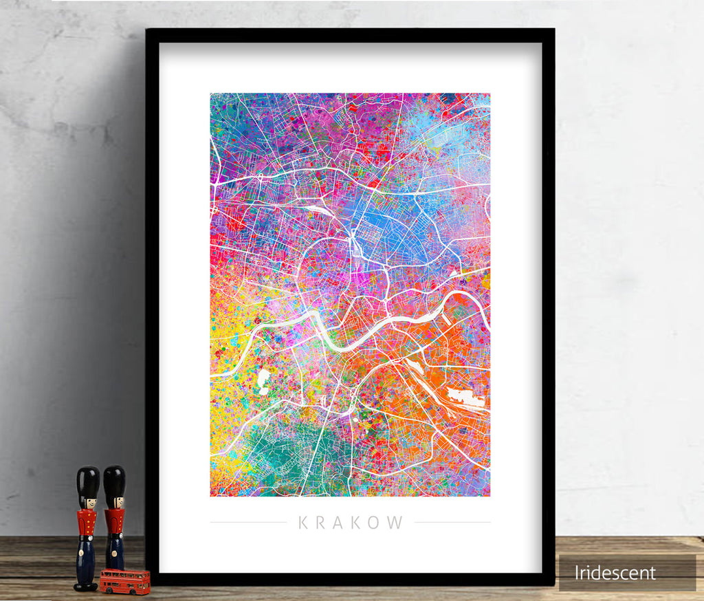 Kraków Map: City Street Map of Kraków, Poland - Sunset Series Art Print