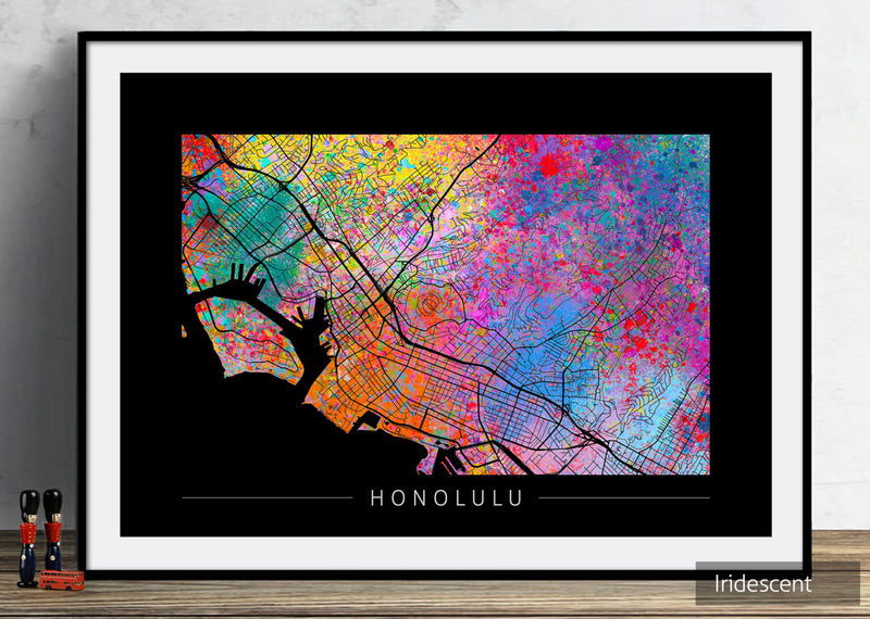 Honolulu Map: City Street Map of Honolulu, Hawaii, USA - Sunset Series Art Print