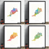 Morocco Map: Country Map of the Morocco - Sunset Series Art Print