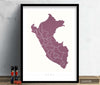 Peru Map: Country Map of Peru - Colour Series Art Print