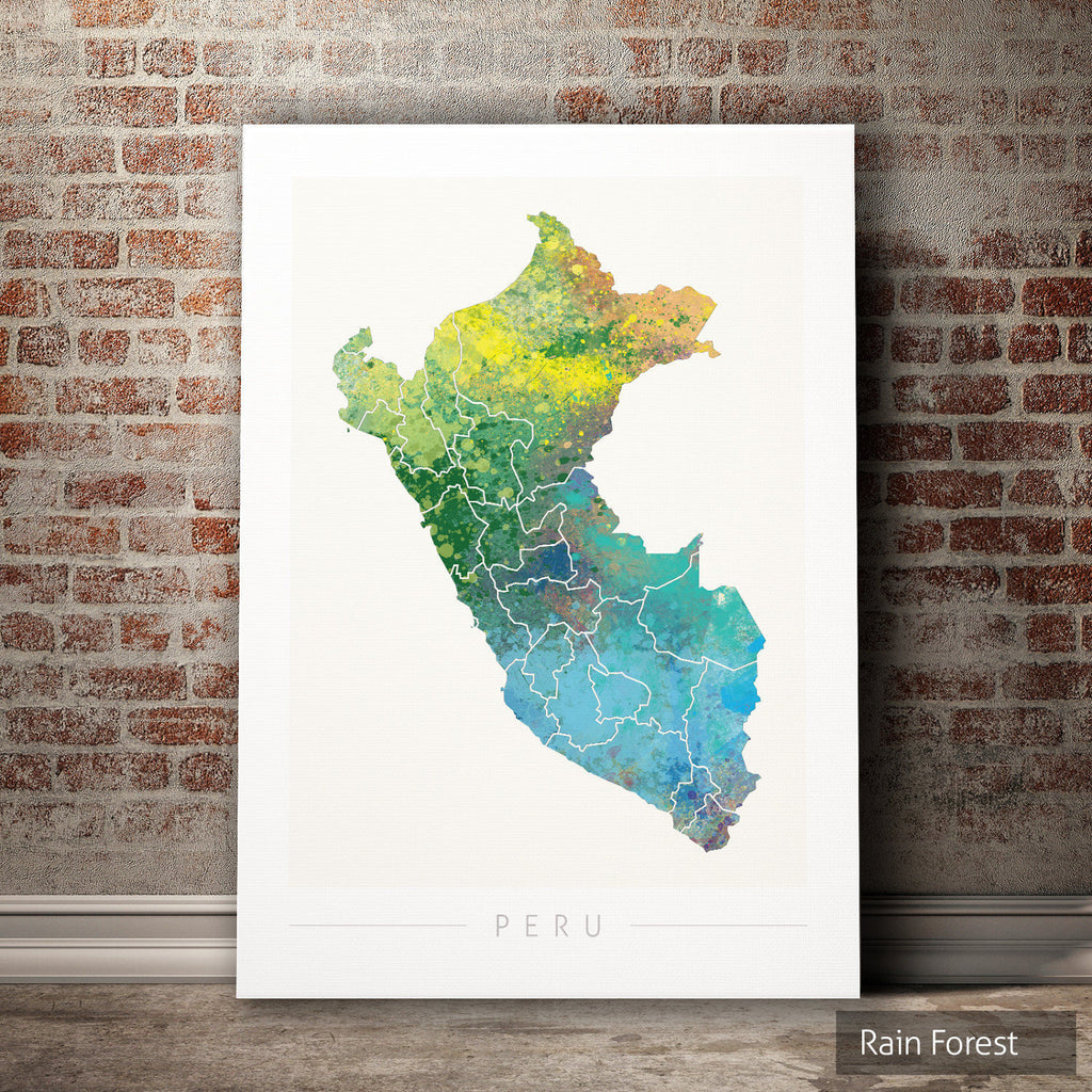 Peru Map: Country Map of Peru - Nature Series Art Print