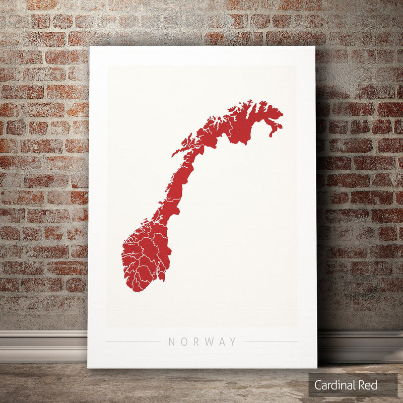 Norway Map: Country Map of Norway - Colour Series Art Print
