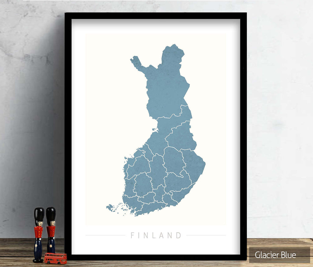 Finland Map: Country Map of Finland - Colour Series Art Print