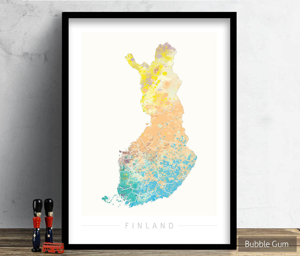 Finland Map: Country Map of Finland - Nature Series Art Print