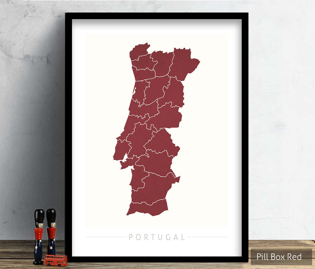Portugal Map: Country Map of Portugal - Colour Series Art Print