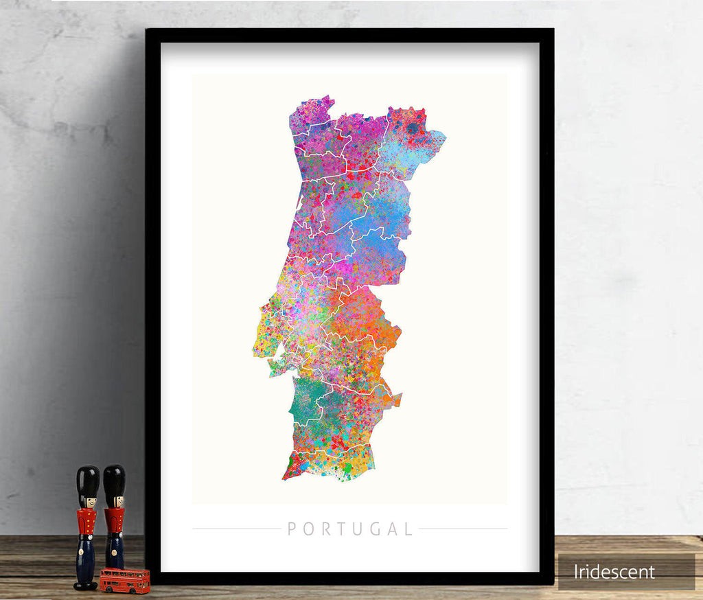 Portugal Map: Country Map of Portugal - Sunset Series Art Print