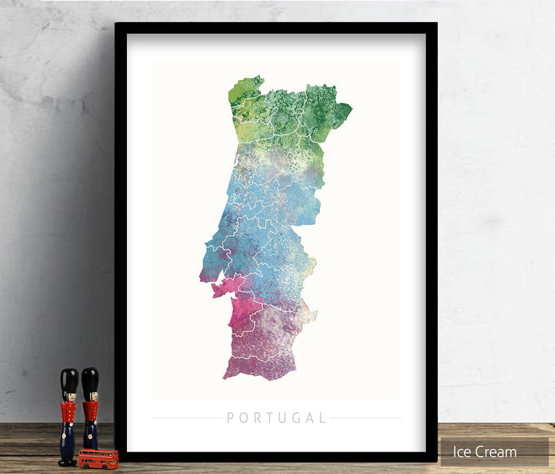 Portugal Map: Country Map of Portugal - Nature Series Art Print