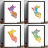 Peru Map: Country Map of Peru - Sunset Series Art Print