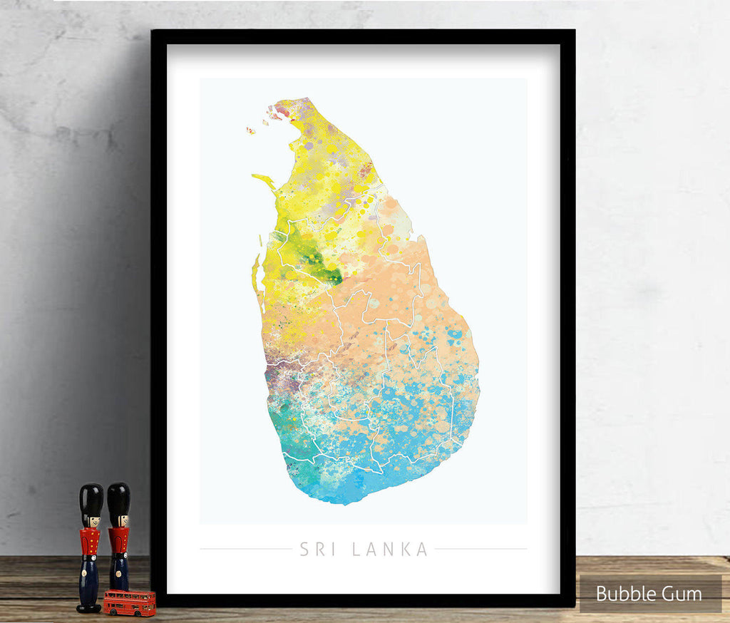 Sri Lanka Map: Country Map of Sri Lanka - Nature Series Art Print