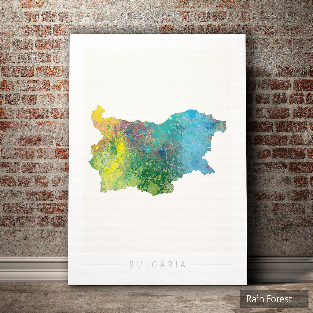 Bulgaria Map: Country Map of Bulgaria - Nature Series Art Print