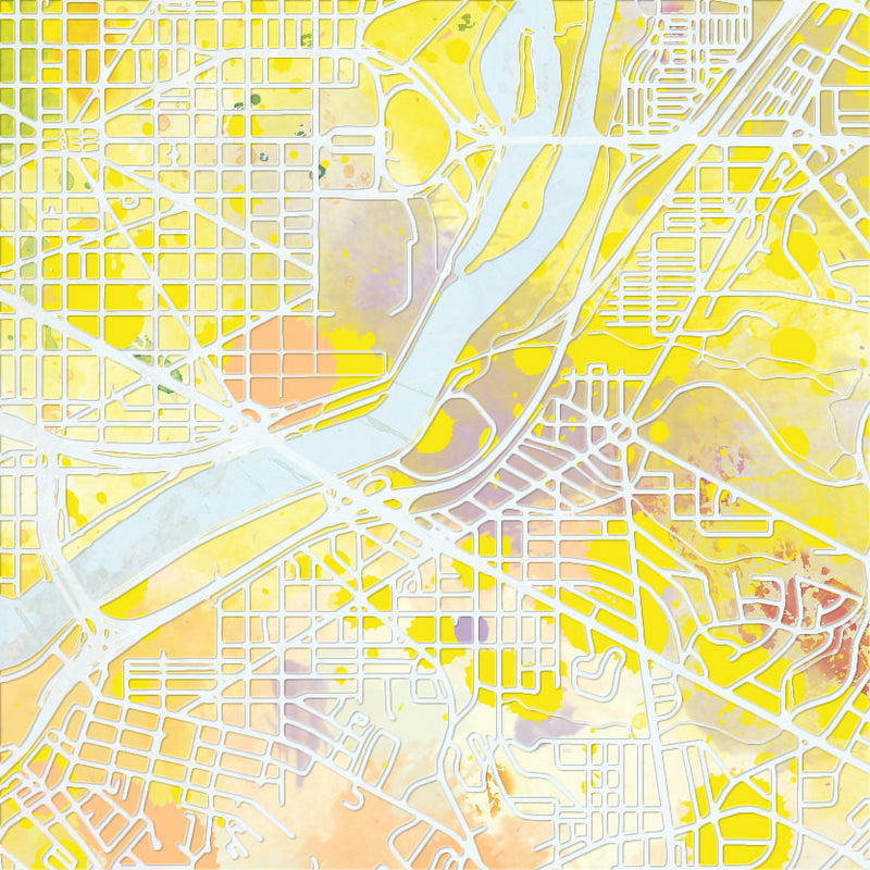 Washington Map: City Street Map of Washington  D.C. - Nature Series Art Print