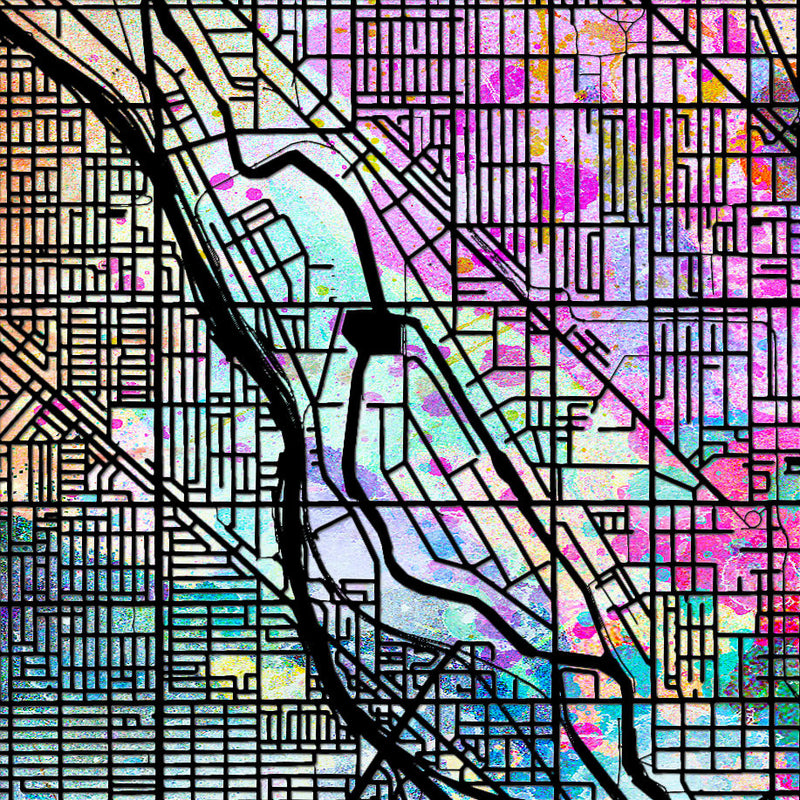 Chicago Map: City Street Map of Chicago Illinois - Sunset Series Art Print