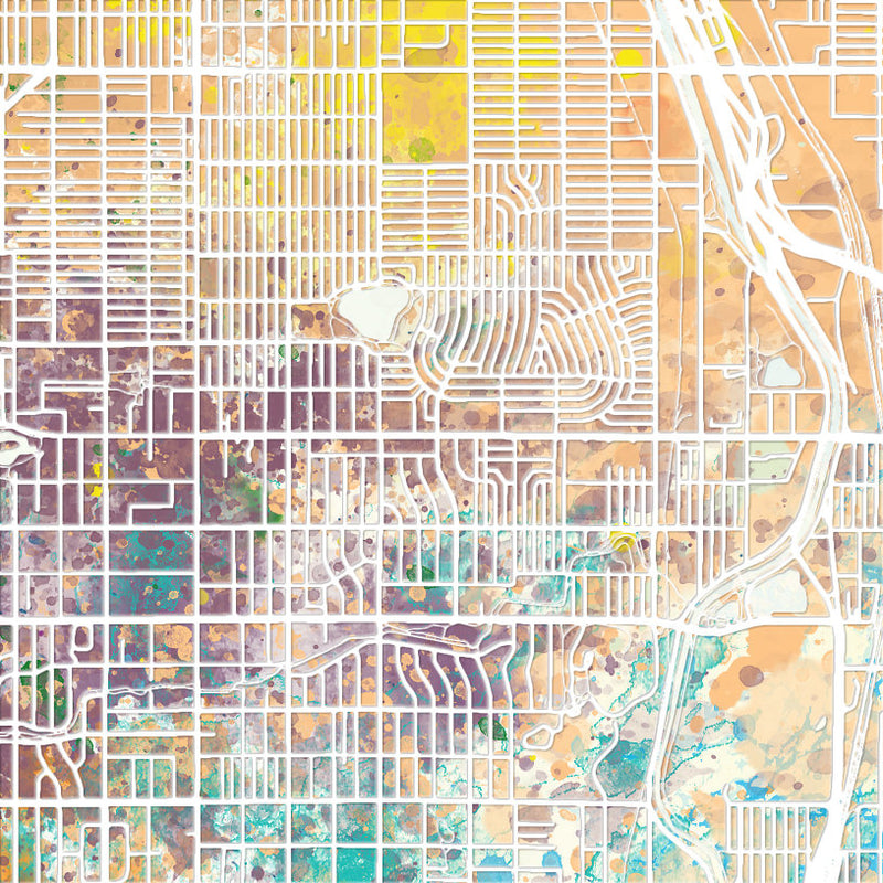 Denver Map: City Street Map of Denver Colorado - Nature Series Art Print