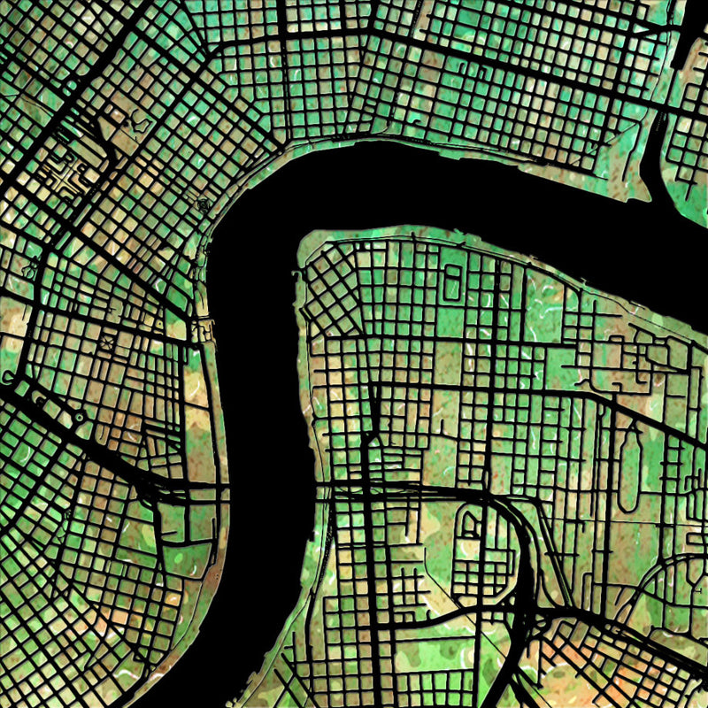 New Orleans Map: City Street Map, Louisiana - Sunset Series Art Print