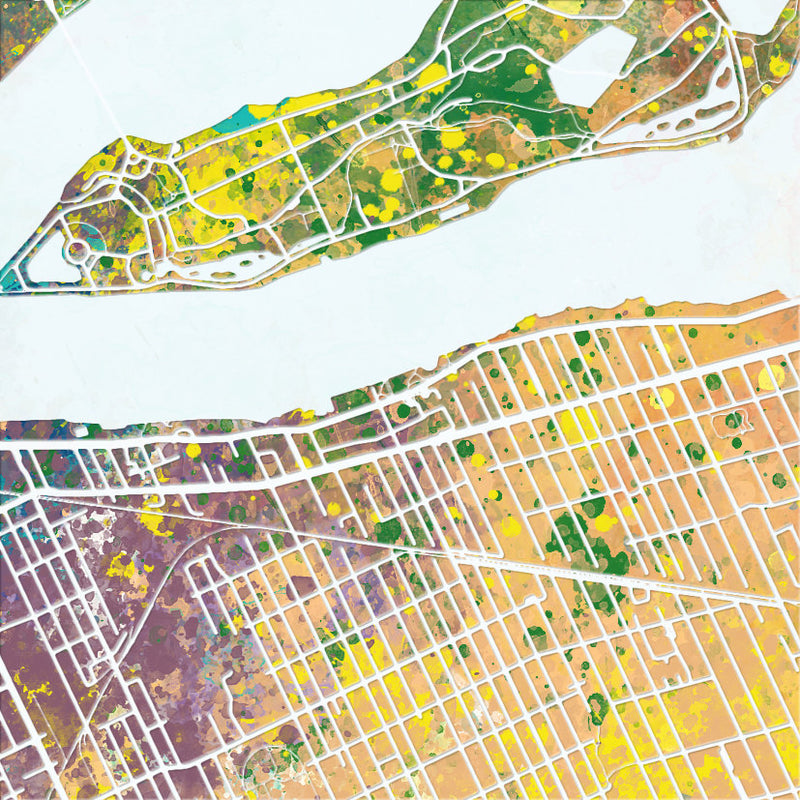 Detroit Map: City Street Map of Detroit, Michigan - Nature Series Art Print