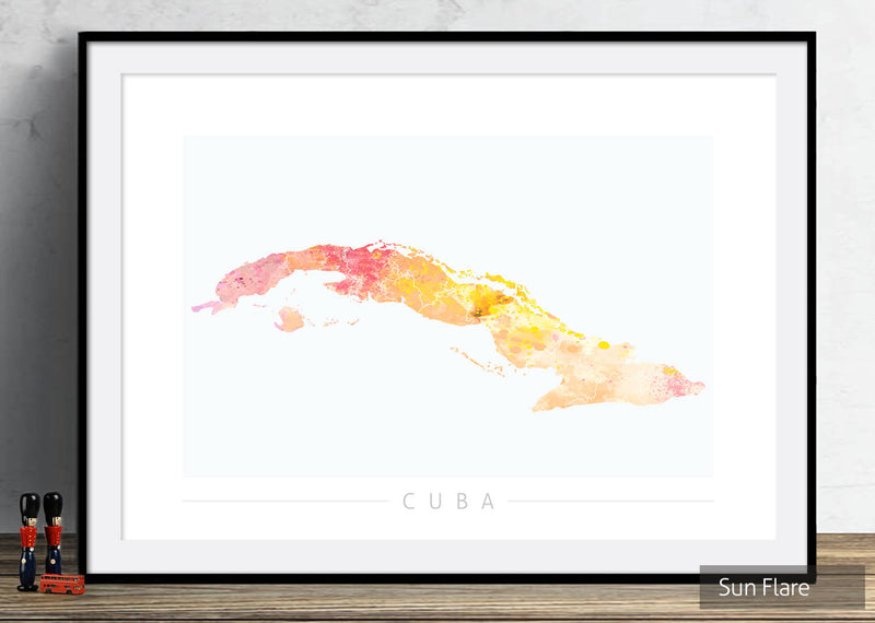 Cuba Map: Country Map of Cuba - Nature Series Art Print