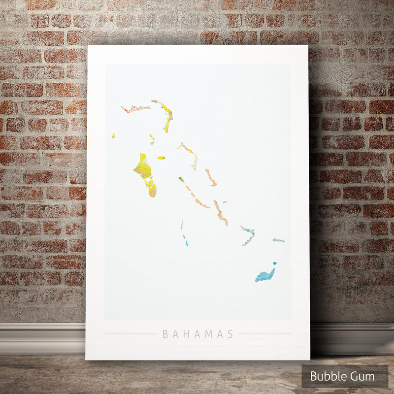 Bahamas Map: Island Map of the Bahamas - Nature Series Art Print