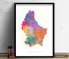 Luxembourg Map: Country Map of Luxembourg - Sunset Series Art Print