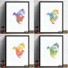 North America Map: Continental Map of North America - Sunset Series Art Print