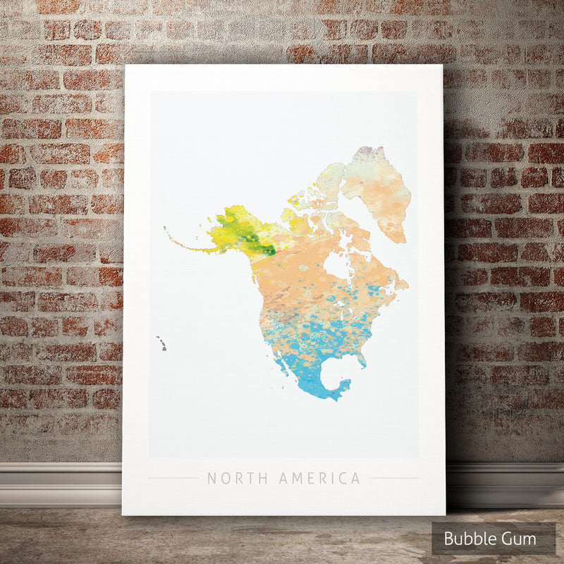 North America Map: Continental Map of North America - Nature Series Art Print
