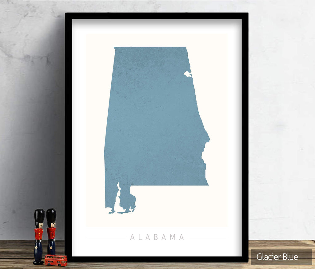 Alabama Map: State Map of Alabama - Colour Series Art Print