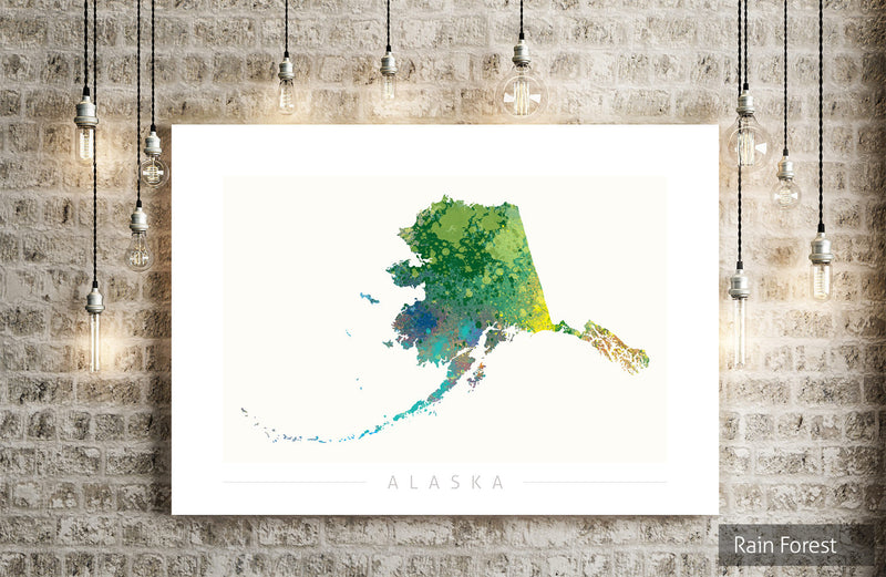Alaska Map: State Map of Alaska - Nature Series Art Print