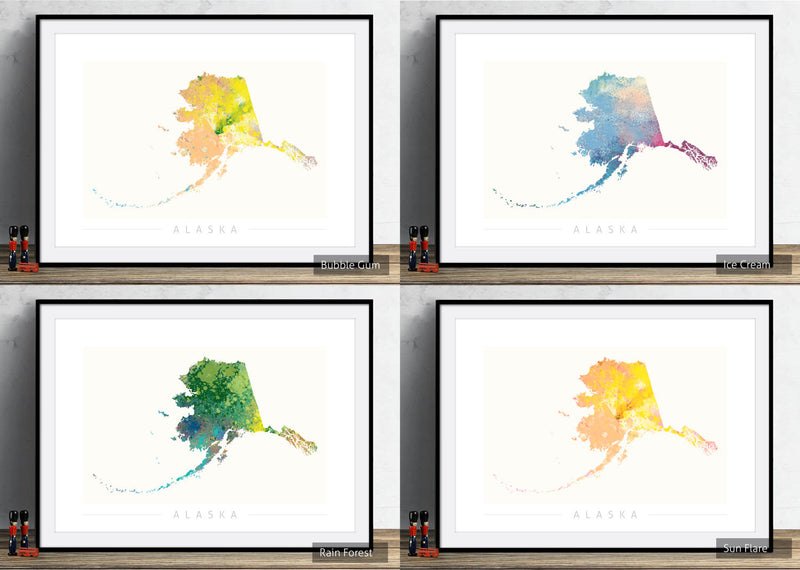 Alaska Map: State Map of Alaska - Nature Series Art Print