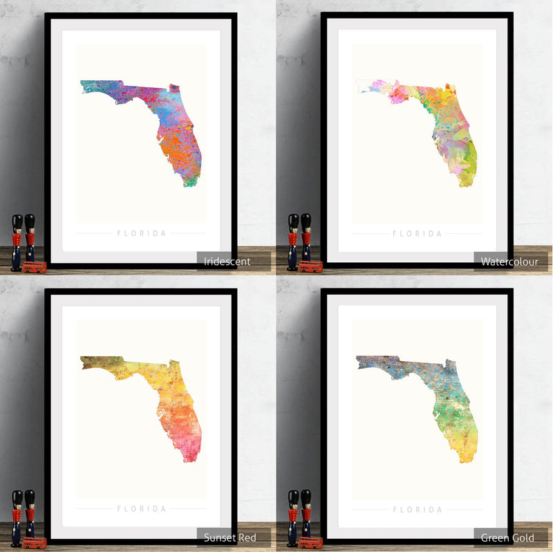 Florida Map: State Map of Florida - Sunset Series Art Print