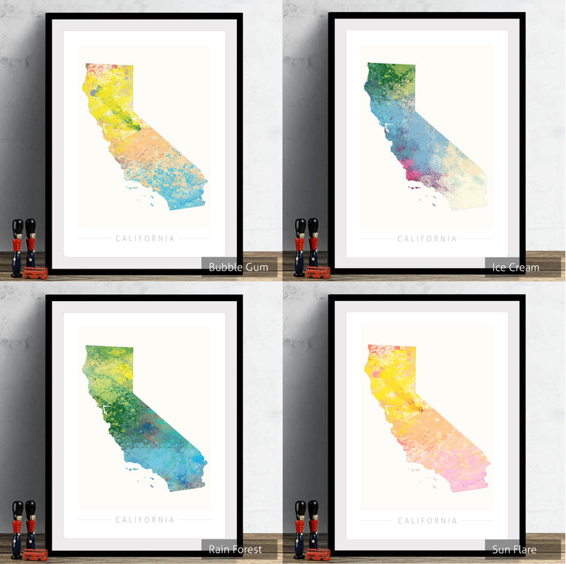 California Map: State Map of California - Nature Series Art Print
