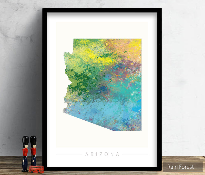 Arizona Map: State Map of Arizona - Nature Series Art Print