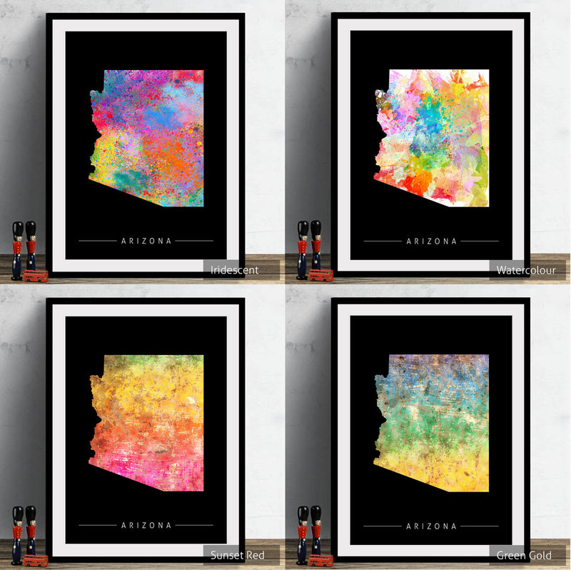 Arizona Map: State Map of Arizona - Sunset Series Art Print