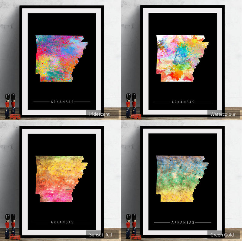Arkansas Map: State Map of Arkansas - Sunset Series Art Print