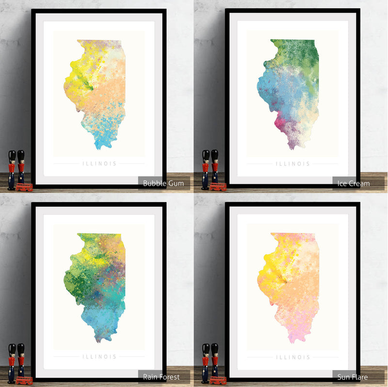 Illinois Map: State Map of Illinois - Nature Series Art Print