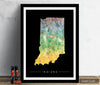 Indiana Map: State Map of Indiana - Sunset Series Art Print