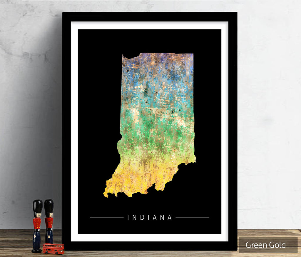 Indiana Map: State Map of Indiana - Sunset Series Art Print
