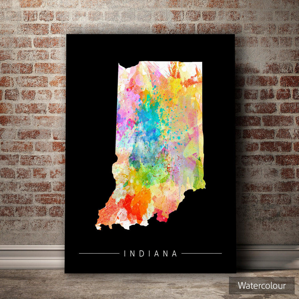 Indiana Map: State Map of Indiana - Sunset Series Art Print