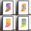 Indiana Map: State Map of Indiana - Sunset Series Art Print