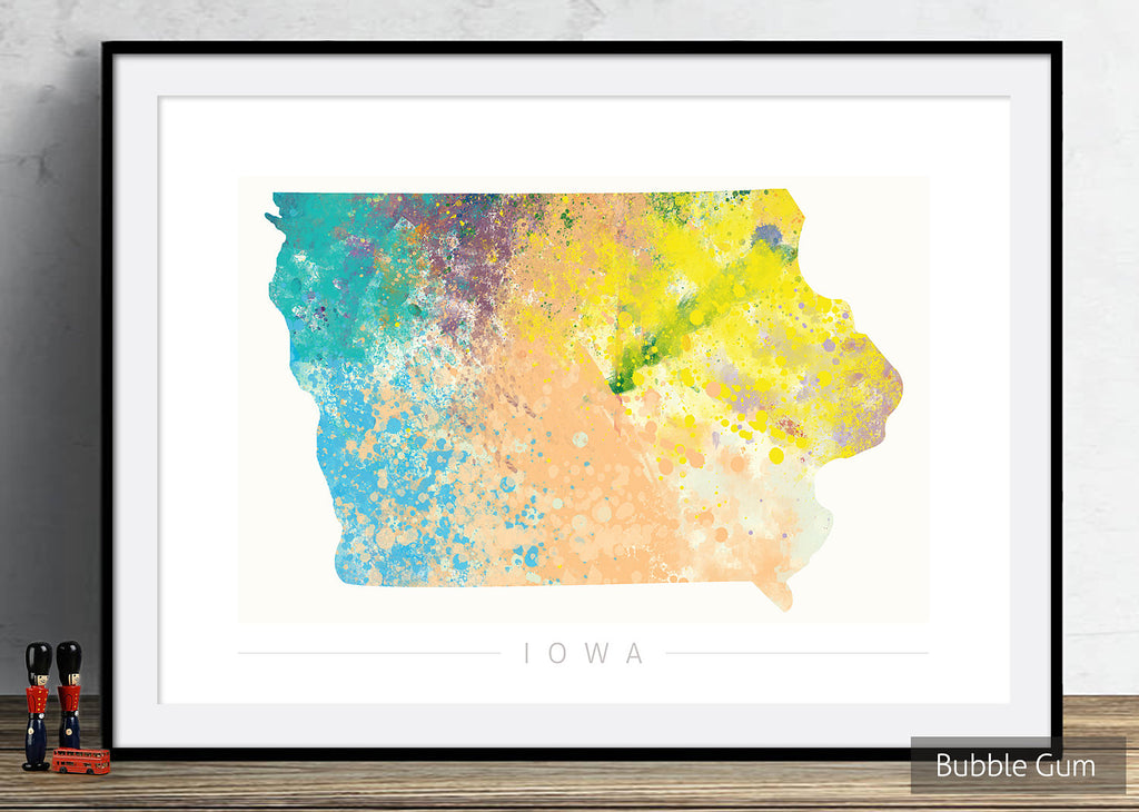 Iowa Map: State Map of Iowa - Nature Series Art Print