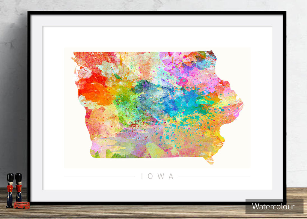 Iowa Map: State Map of Iowa - Sunset Series Art Print