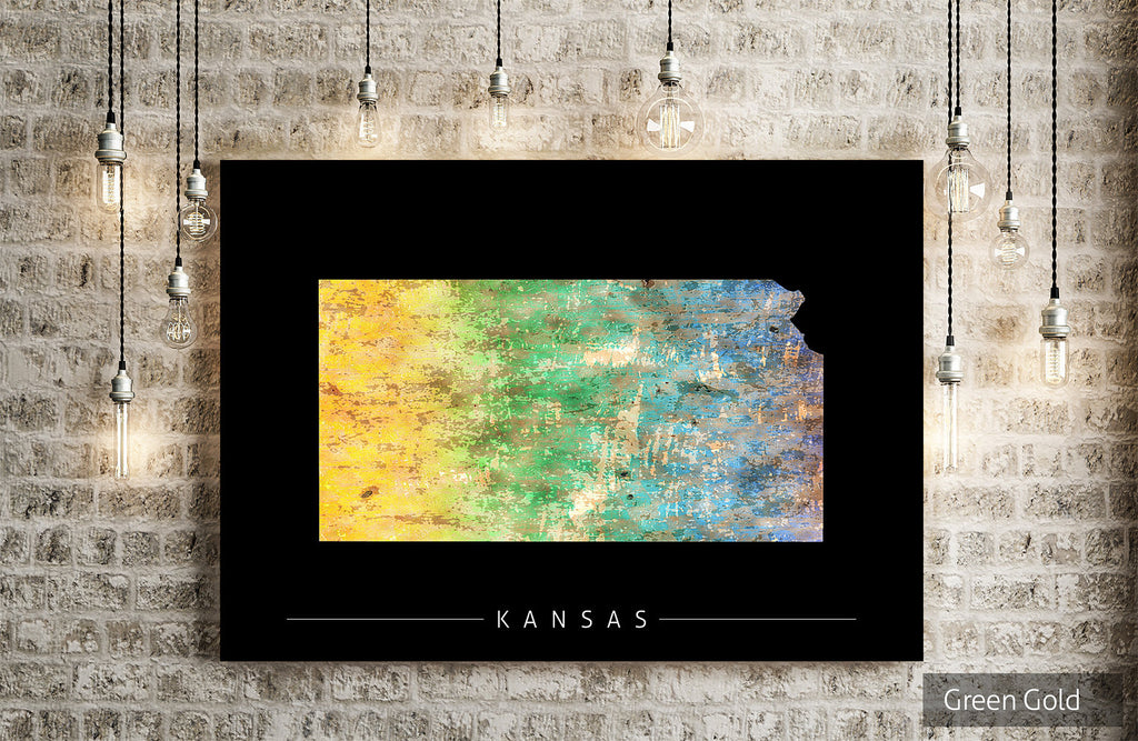 Kansas Map: State Map of Kansas - Sunset Series Art Print