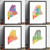 Maine Map: State Map of Maine - Sunset Series Art Print