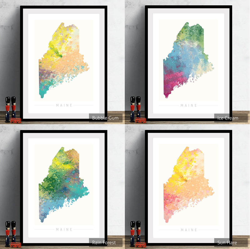 Maine Map: State Map of Maine - Nature Series Art Print