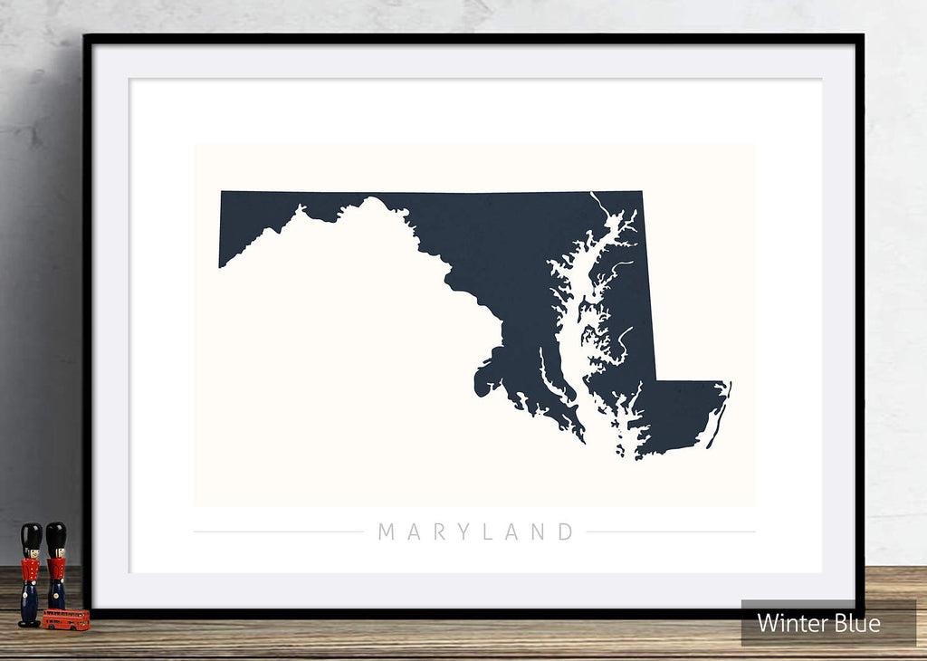 Maryland Map: State Map of Maryland - Colour Series Art Print