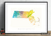Massachusetts Map: State Map of Massachusetts - Nature Series Art Print