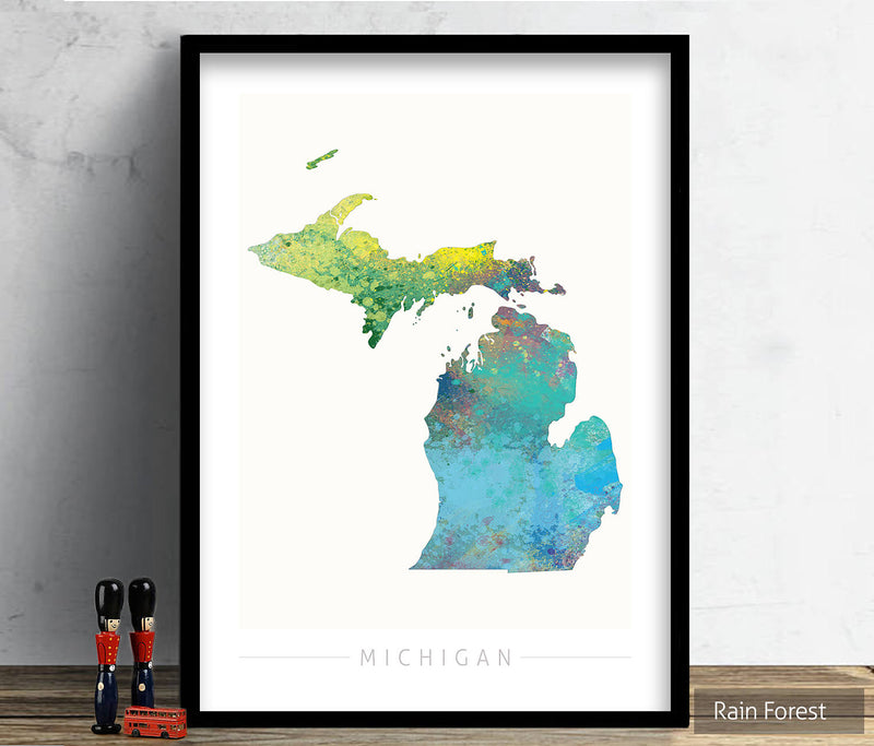 Michigan Map: State Map of Michigan - Nature Series Art Print