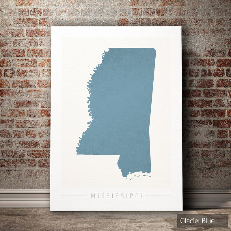 Mississippi Map: State Map of Mississippi - Colour Series Art Print