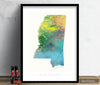 Mississippi Map: State Map of Mississippi - Nature Series Art Print